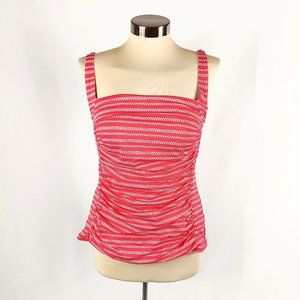 L.L. Bean Coral & White Swim Top